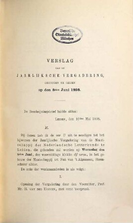Handelingen en levensberichten van de Maatschappij der Nederlandse Letterkunde te Leiden. 1897/98. - 1898