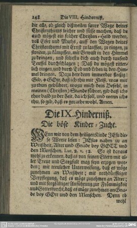 Die IX. Hinderniß. Die böse Kinder-Zucht