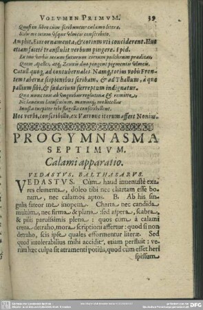Progymnasma Septimum. Calami apparatio