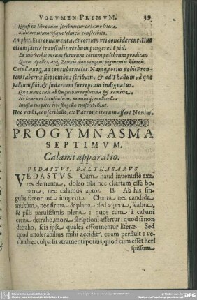Progymnasma Septimum. Calami apparatio
