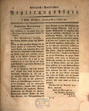 Königlich-Baierisches Regierungsblatt. 1811