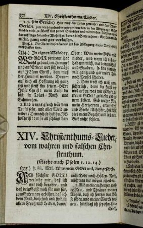 XIV. Christenthums-Lieder, vom wahren und falschen Christenthum