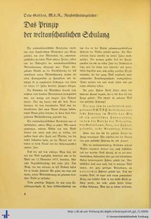 Das Prinzip der weltanschaulichen Schulung.