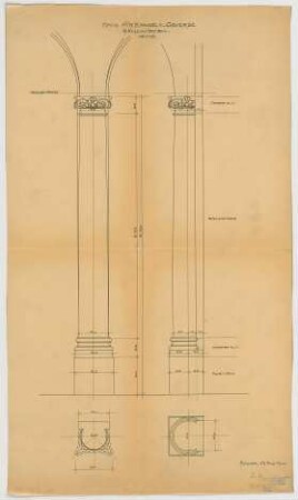 Thiersch, Friedrich von; München; Haus für Handel und Gewerbe - Säule im Vestibül (Grundrisse, Ansichten)