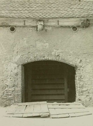 Kleinvoigtsberg, Grube "Alte Hoffnung Gottes" : Eingebautes Wasserrad zum Antrieb des Pochwerkes