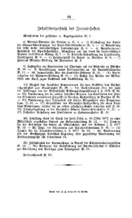 Inhaltsverzeichniß des Januar-Heftes
