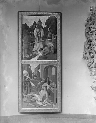 Altarflügel, Vorderseite: Martyrium des hl. Anastasius und des Erasmus