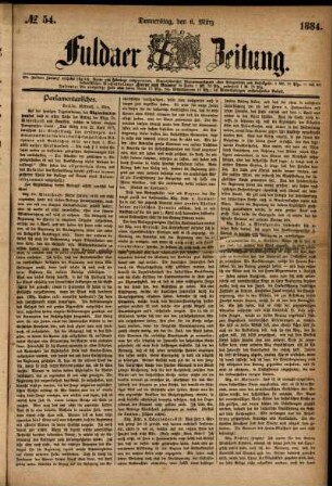 Ausgabe vom Donnerstag, den 06. März 1884.