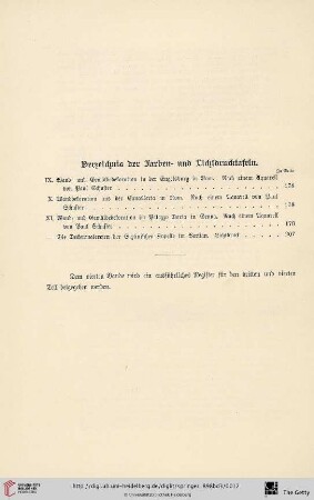 Verzeichnis der Farben- und Lichtdrucktafeln
