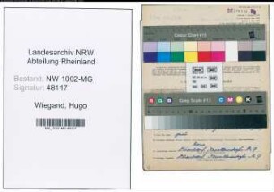 Entnazifizierung Hugo Wiegand , geb. 24.01.1889 (Wachmann)
