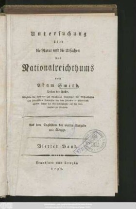Bd. 4: Untersuchung über die Natur und die Ursachen des Nationalreichthums