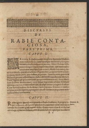 Discursus De Rabie Contagiosa. Pars Prima.