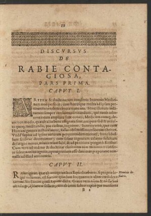 Discursus De Rabie Contagiosa. Pars Prima.