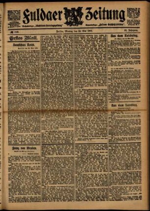 Erste Ausgabe vom Montag, den 22. Mai 1905.