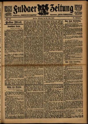 Erste Ausgabe vom Montag, den 22. Mai 1905.