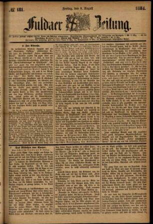 Ausgabe vom Freitag, den 08. August 1884.