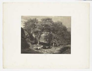 Waldlandschaft mit zwei Figuren, Blatt 7 der Folge "Zeichenunterricht im Hinblick auf die Landschaft"