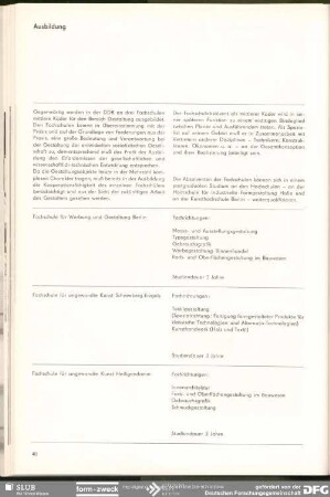 Fachschulen : Ausbildung