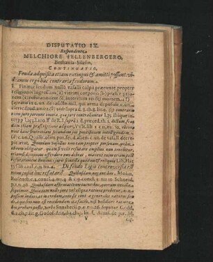 Disputatio IX. Respondente Melchiore Fellenbergero.