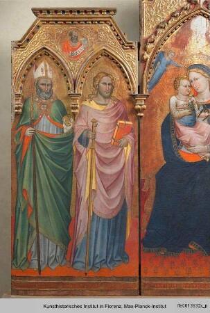 Thronende Madonna mit den Heiligen Nikolaus von Bari, Jakobus, Christophorus und Antonius Abbas