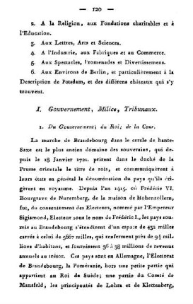 I. Gouvernement, milice, tribunaux