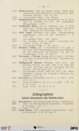 Lithographien, dabei Inkunabeln (Nr. 2206-2304)