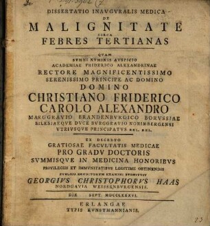 Dissertatio Inavgvralis Medica de malignitate circa febres tertianas