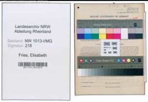 Entnazifizierung Elisabeth Fries , geb. 17.09.1886 ()