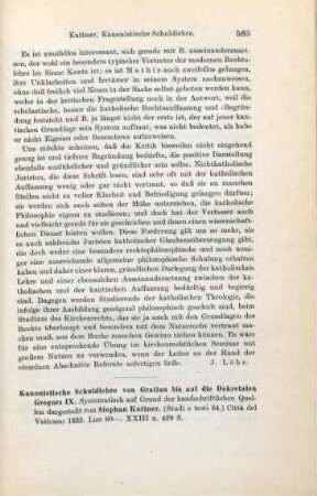 583-586 [Rezension] Kuttner, Stephan, Kanonistische Schuldlehre von Gratian bis auf die Dekretalen Gregors IX.