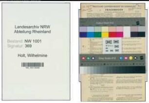 Entnazifizierung Wilhelmine Van Holt, geb. 11.01.1909 (Landwirtin)