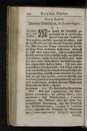 Das 8. Capitel. Von den Blutflüssen, de Hæmorrhagiis.