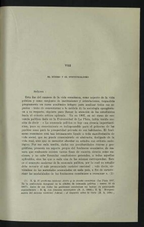 VIII - El dinero y el industrialismo