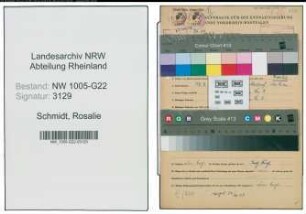 Entnazifizierung Rosalie Schmidt , geb. 27.03.1896 (Geschaeftsinhaberin)