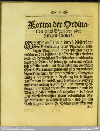 Forma der Ordination eines Pfarrherrn oder Kirchen-Dieners