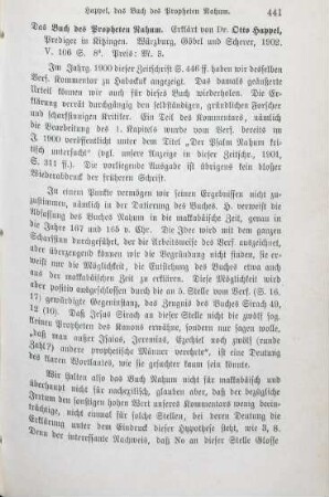 441-442 [Rezension] Happel, Otto, Das Buch des Propheten Nahum