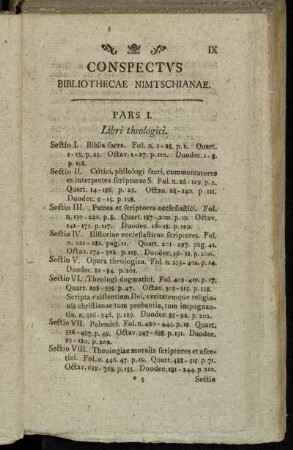 Conspectus Bibliothecae Nimtschianae.