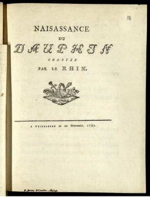 Naissance Du Dauphin : Chantée Par Le Rhin
