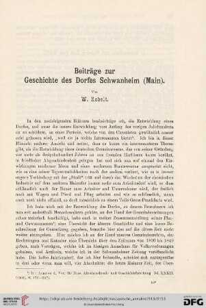 Beiträge zur Geschichte des Dorfes Schwanheim (Main)