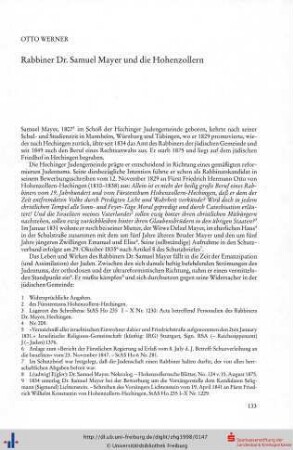 Rabbiner Dr. Samuel Mayer und die Hohenzollern.