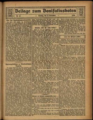 Zweite Ausgabe vom Sonntag, den 21. November 1926.