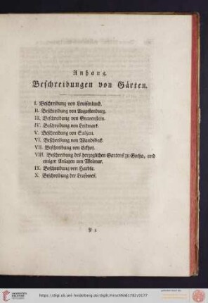 Anhang: Beschreibungen von Gärten