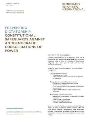 Preventing dictatorship : constitutional safeguards against antidemocratic consolidations of power