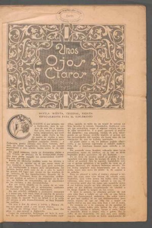 Unos ojos claros : Novela inédita, original, especialmente escrita para "El Suplemento". - Ilustraciones de Vidal Quera