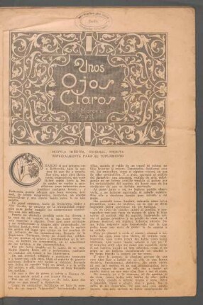 Unos ojos claros : Novela inédita, original, especialmente escrita para "El Suplemento". - Ilustraciones de Vidal Quera