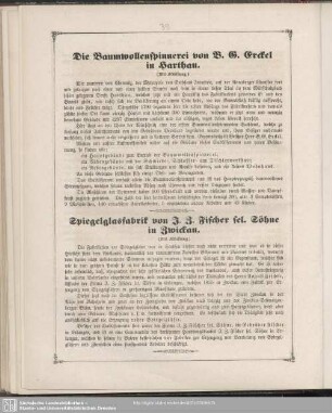 Die Baumwollenspinnerei von B. G. Erckel in Harthau