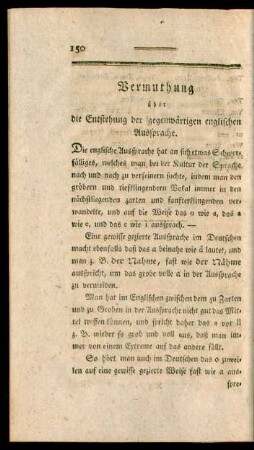 Vermuthung über die Entstehung der gegenwärtigen englischen Aussprache.