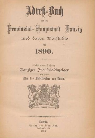 1890: Adreß-Buch für die Provinzial-Hauptstadt Danzig und deren Vorstädte