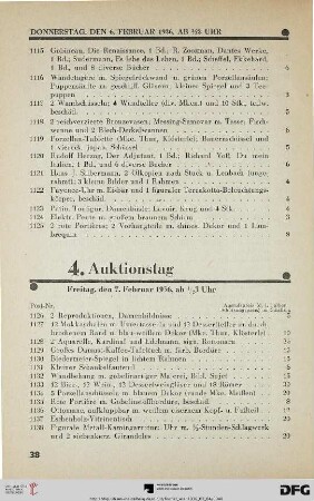 4. Auktionstag Freitag, den 7. Februar 1936, ab ½ 3 Uhr (Nr. 1126-1500)