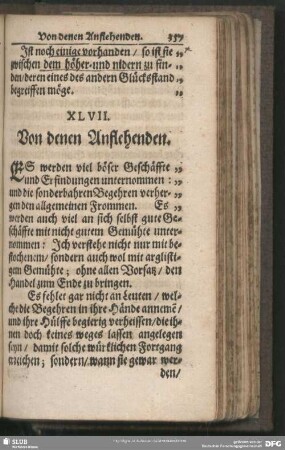 XLVII. Von denen Anstehenden
