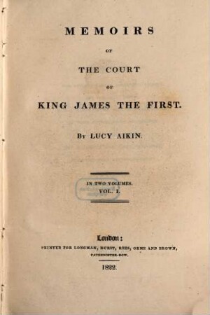 Memoirs of the court of King James the First : in two volumes. 1